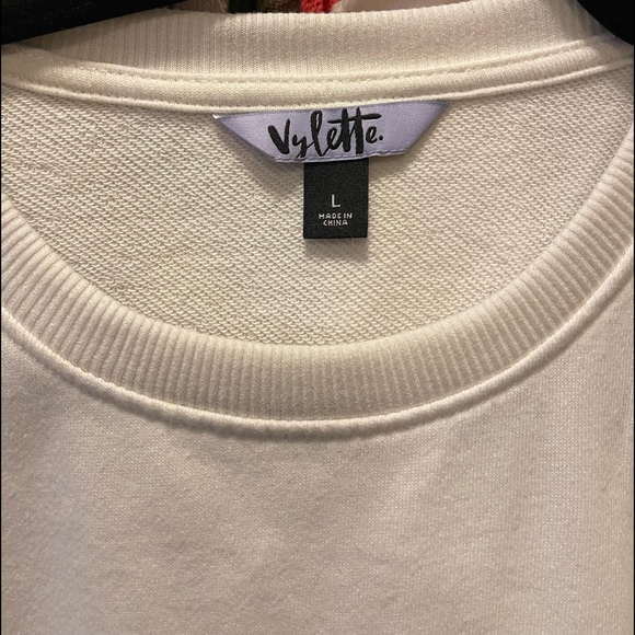 Ruffle sleeves white cropped sweater - Picture 1 of 5